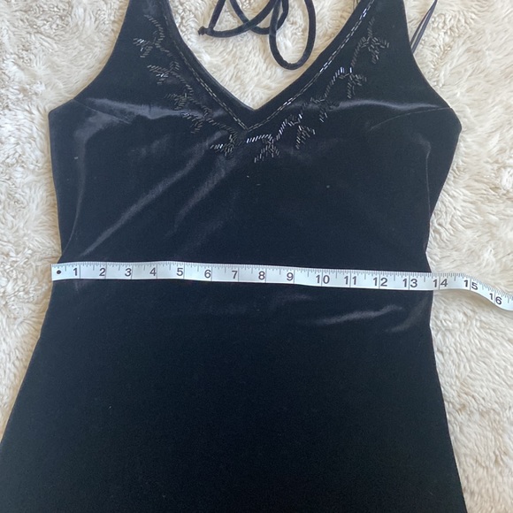 VINTAGE Y2K black halter tie velvet dress - Picture 11 of 12